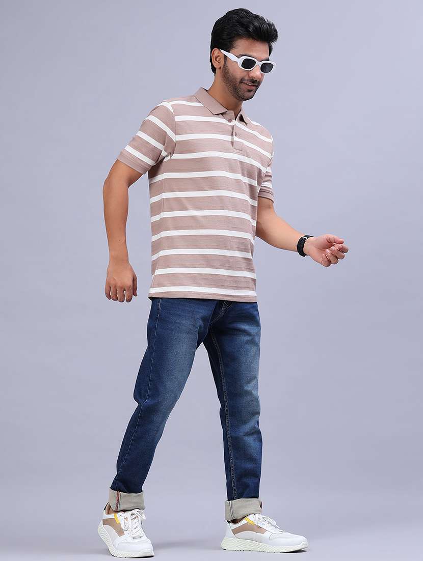 men striped short sleeve regular fit polo t-shirt - 21939820 - Standard Image - 4