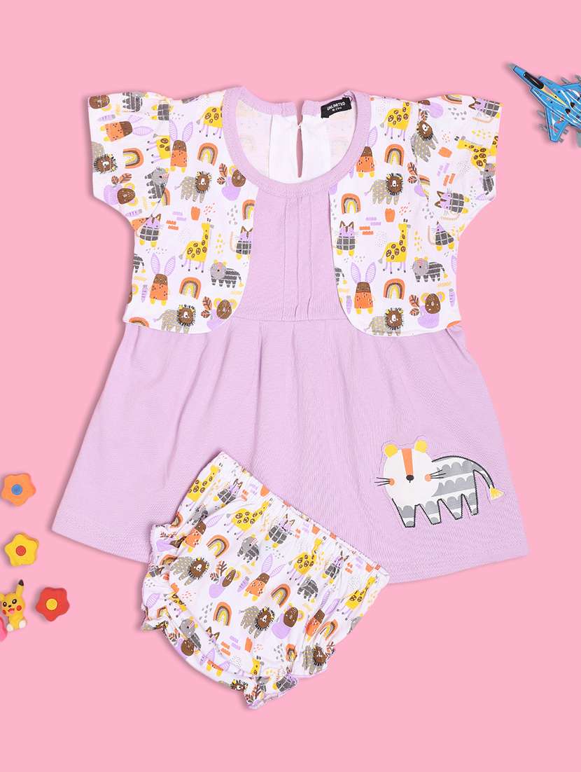 girls purple cotton blend frock - 21939839 -  Standard Image - 1