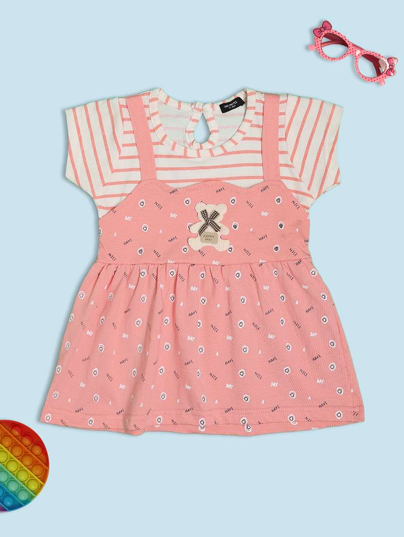 girls peach cotton blend frock - 21939840 -  Standard Image - 1