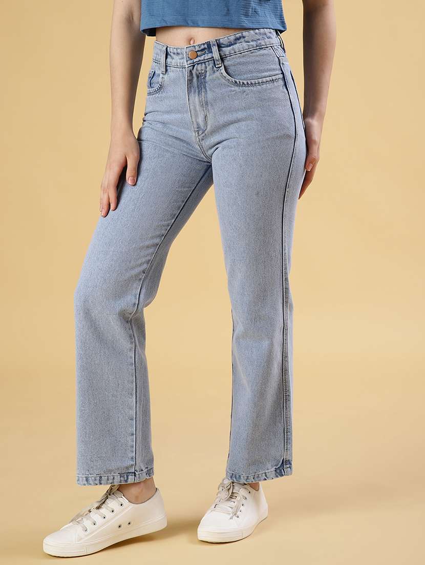 women solid mid rise staright fit jean - 21939866 - Standard Image - 1