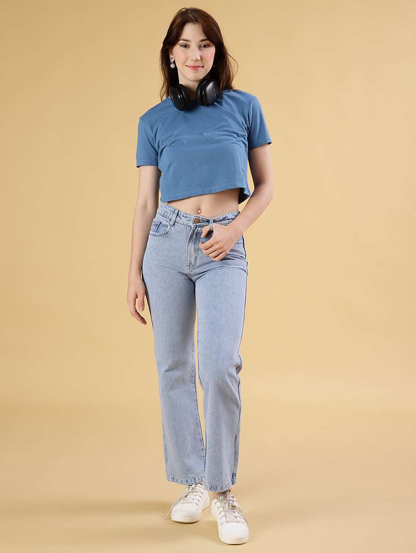 women solid mid rise staright fit jean - 21939866 - Standard Image - 4
