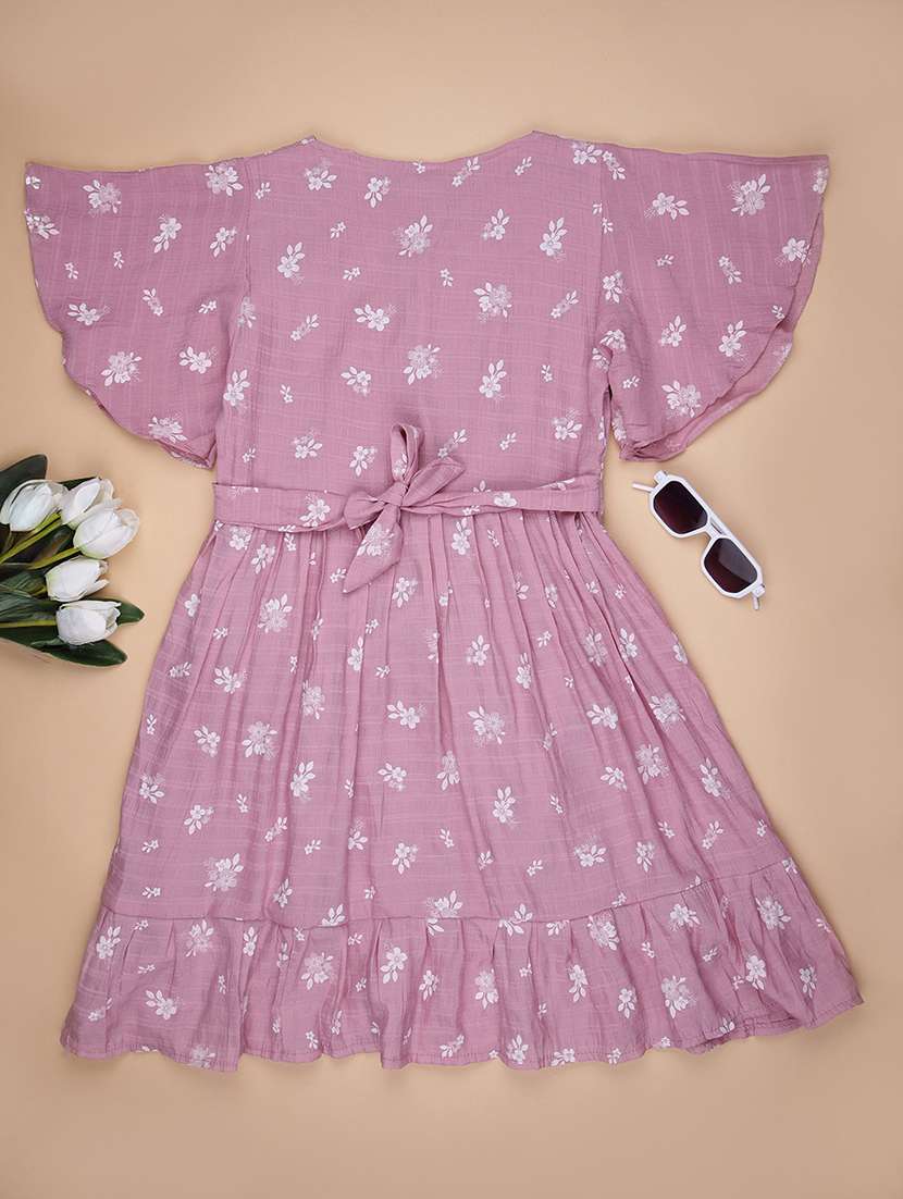 girls floral printed round neck frock - 21939886 -  Standard Image - 1