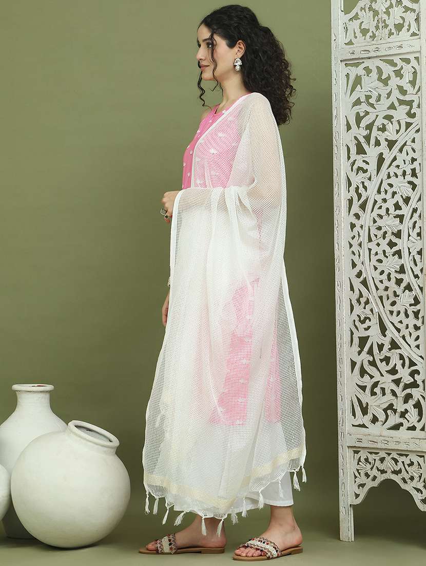 women printed sleeveless kurta palazzo with dupatta set - 21939953 -  Standard Image - 1