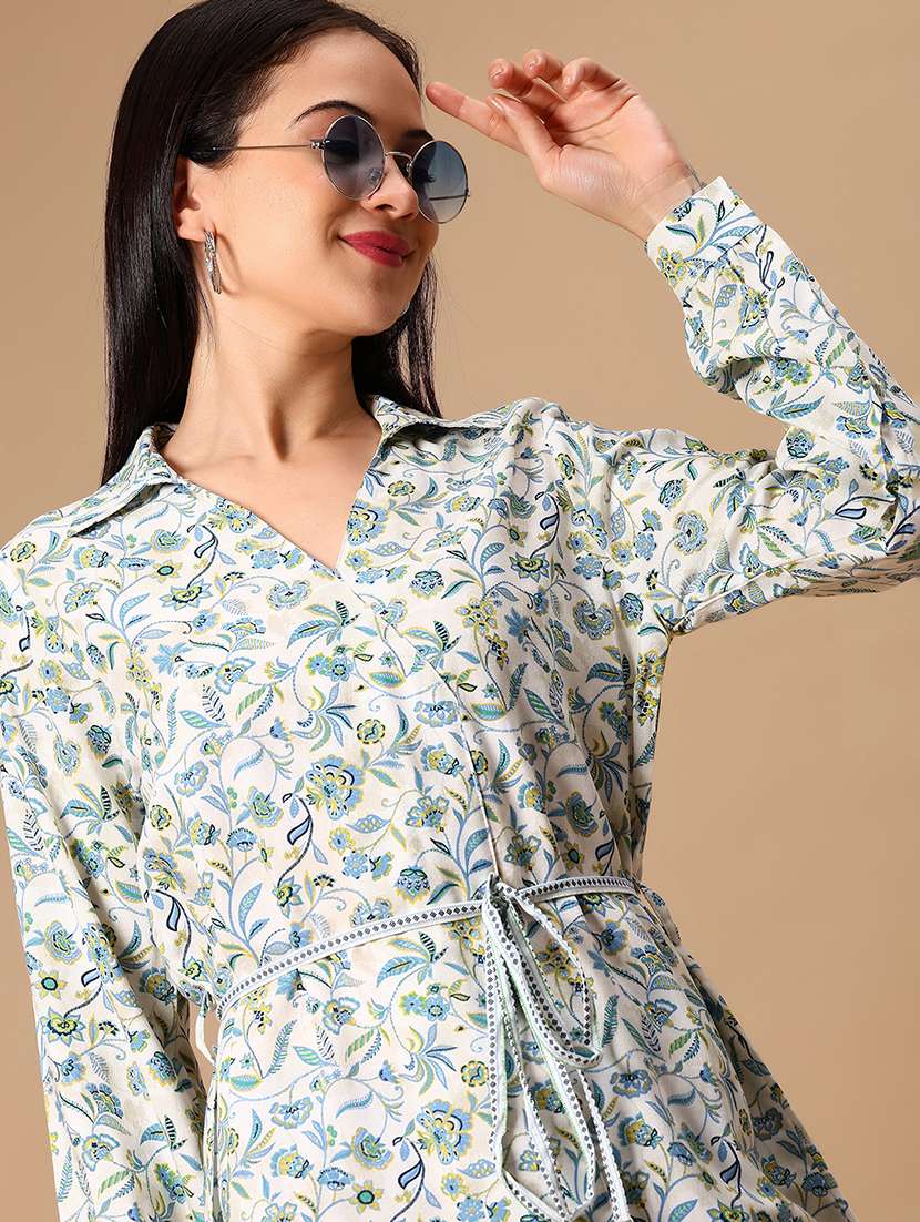 women white floral printed  long sleeve long top