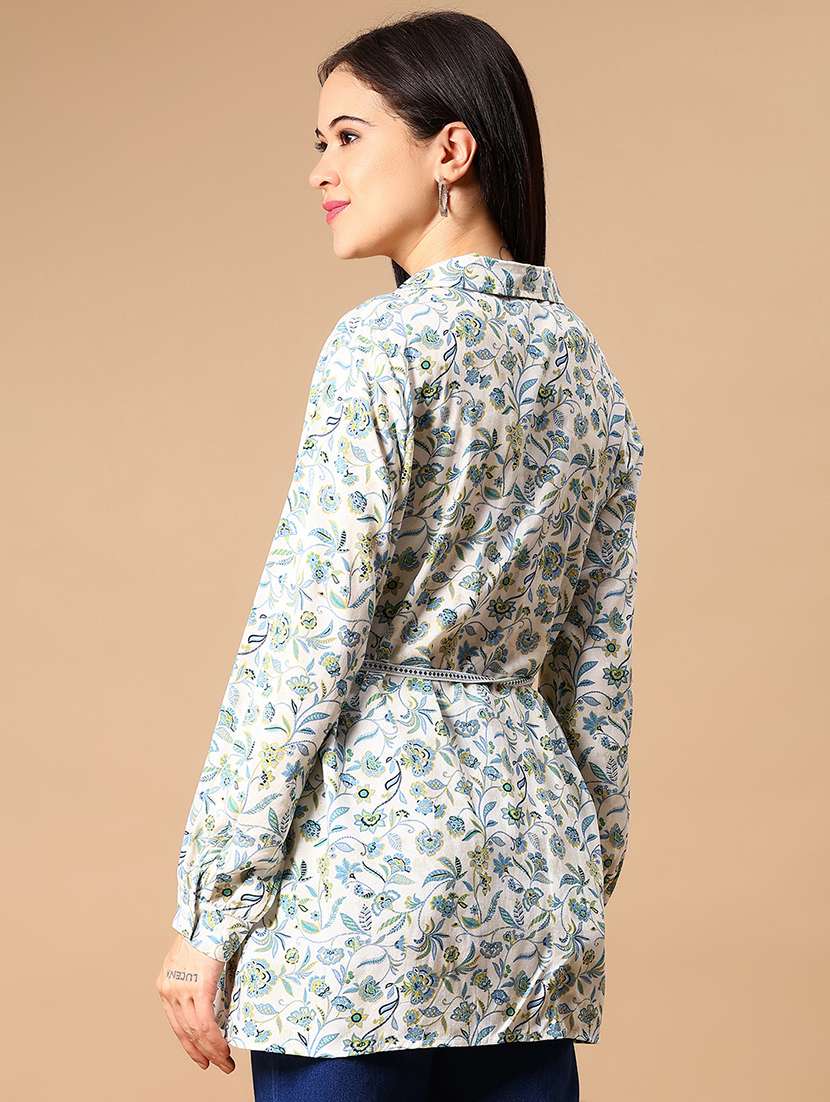 women white floral printed long sleeve long top - 21940160 - Standard Image - 4