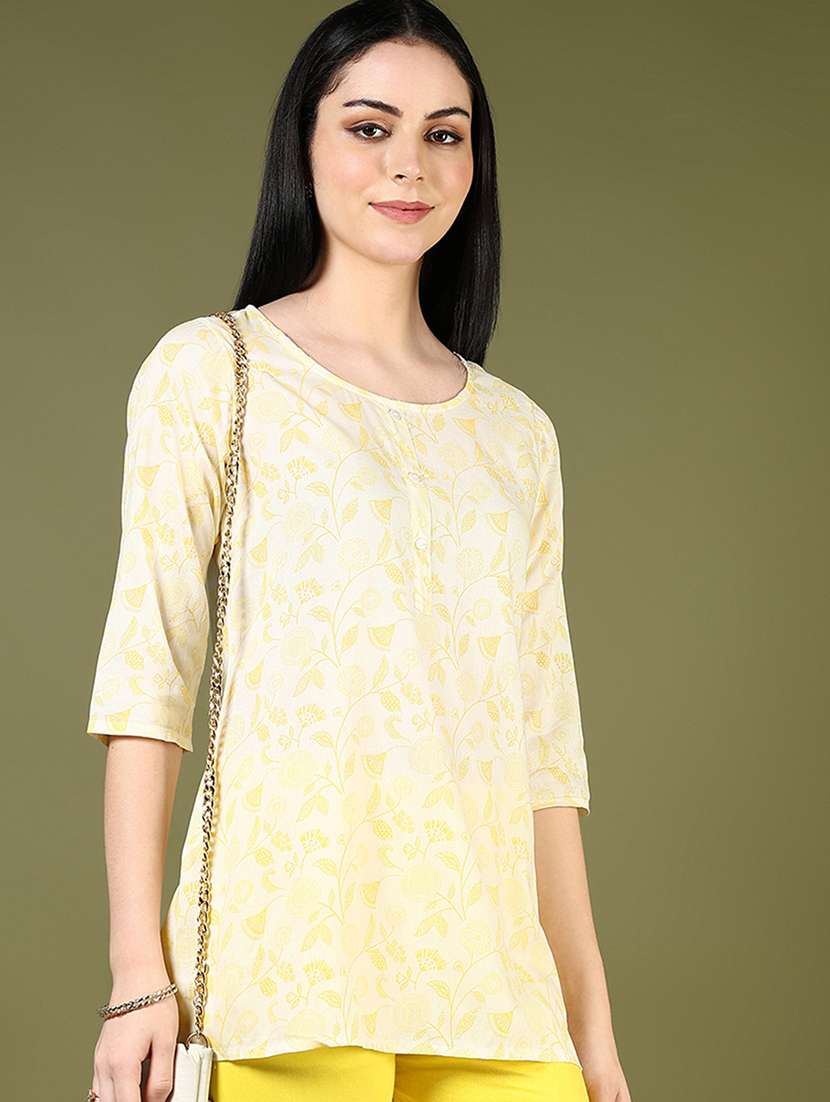 women three quarter sleeve straight kurti - 21940167 - Standard Image - 1