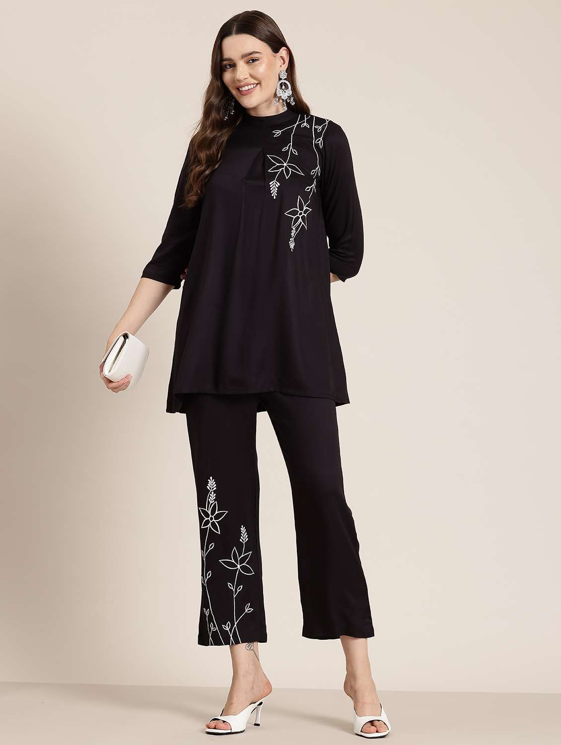 women three quarter sleeve ethnic co-ord set