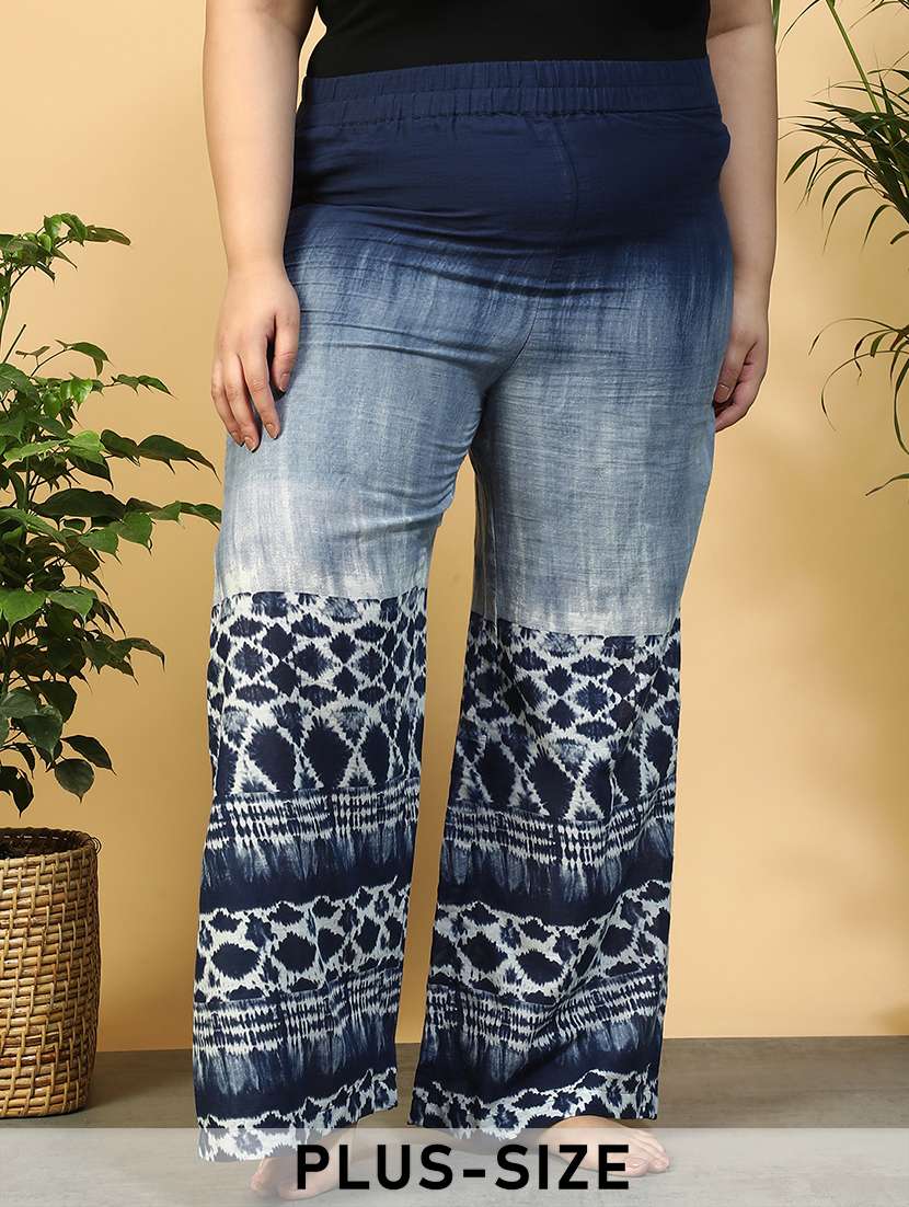 women plus size printed straight palazzo - 21940220 - Zoom Image - 0