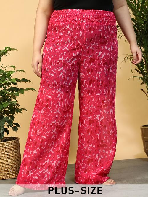 women plus size printed straight palazzo - 21940221 - Standard Image - 0
