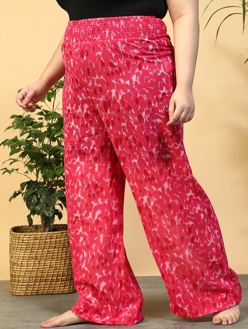 women plus size printed straight palazzo - 21940221 - Standard Image - 1