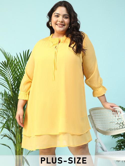 women plus size solid long sleeve layered dress - 21940224 -  Standard Image - 0
