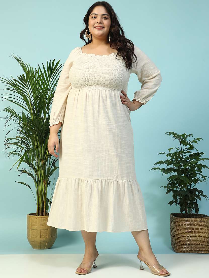 women plus size solid long sleeve tiered dress - 21940228 -  Standard Image - 1