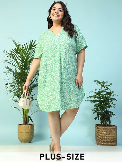women plus size floral print a-line dress - 21940231 - Standard Image - 0