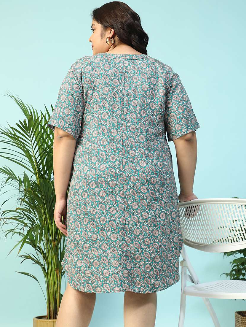 women plus size printed short sleeve a-line dress - 21940232 -  Standard Image - 4