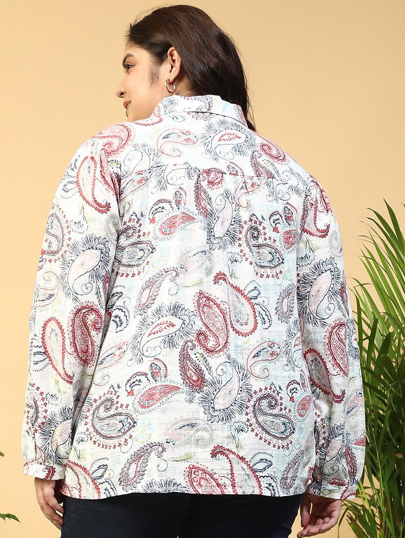 women plus size collared printed long sleeve shirt - 21940234 - Standard Image - 4