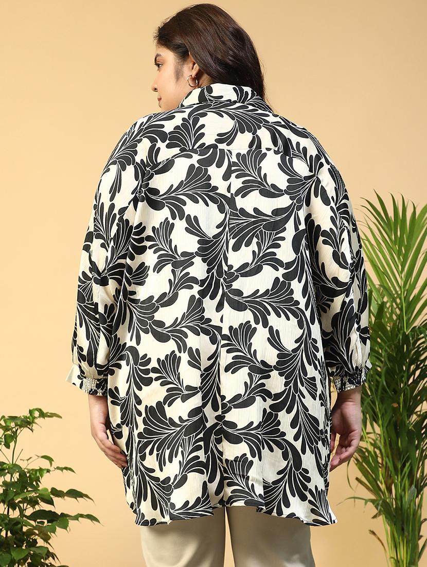 women plus size collared printed long sleeve shirt - 21940238 - Standard Image - 4