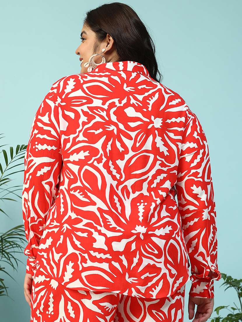 women plus size collared printed long sleeve shirt - 21940241 -  Standard Image - 4