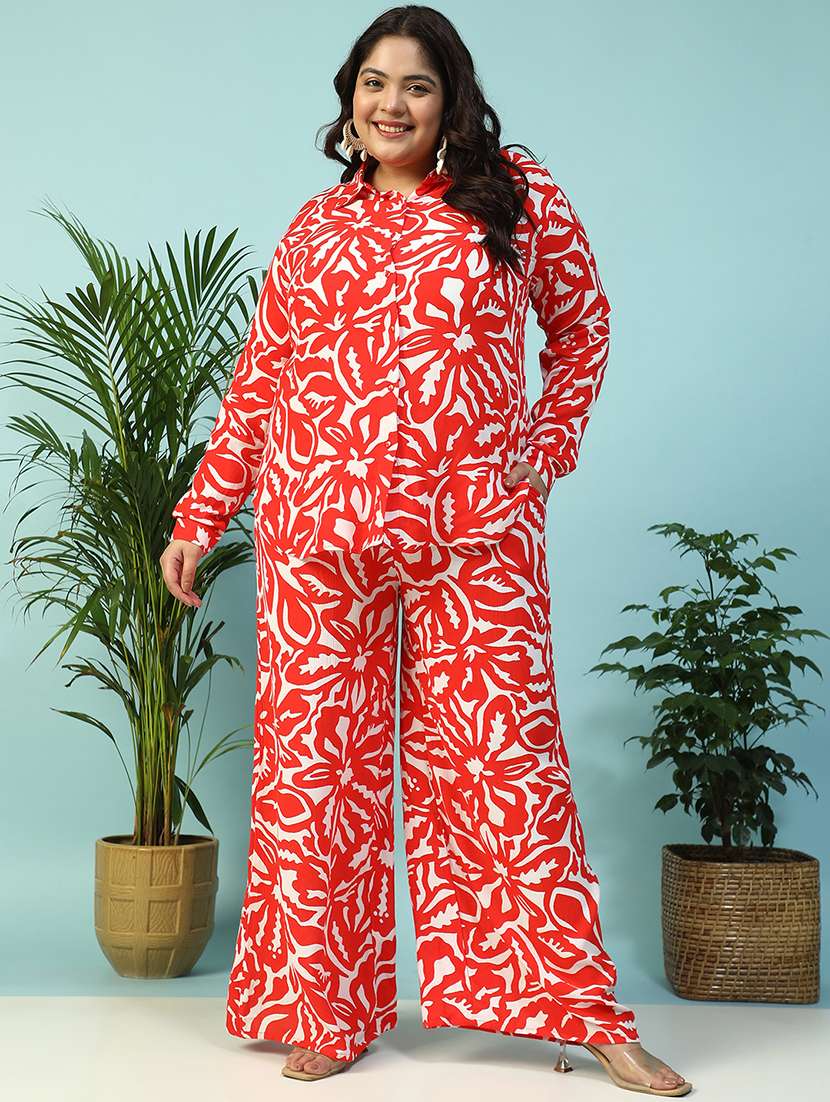 women plus size collared printed long sleeve shirt - 21940241 -  Standard Image - 6