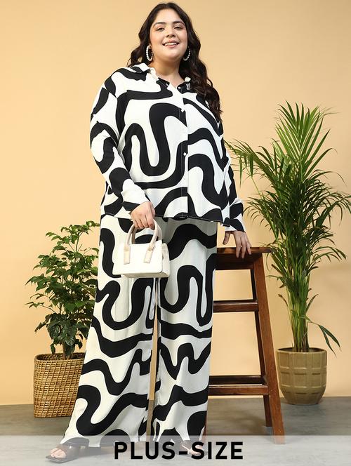 women plus size collared printed long sleeve shirt - 21940242 -  Standard Image - 0