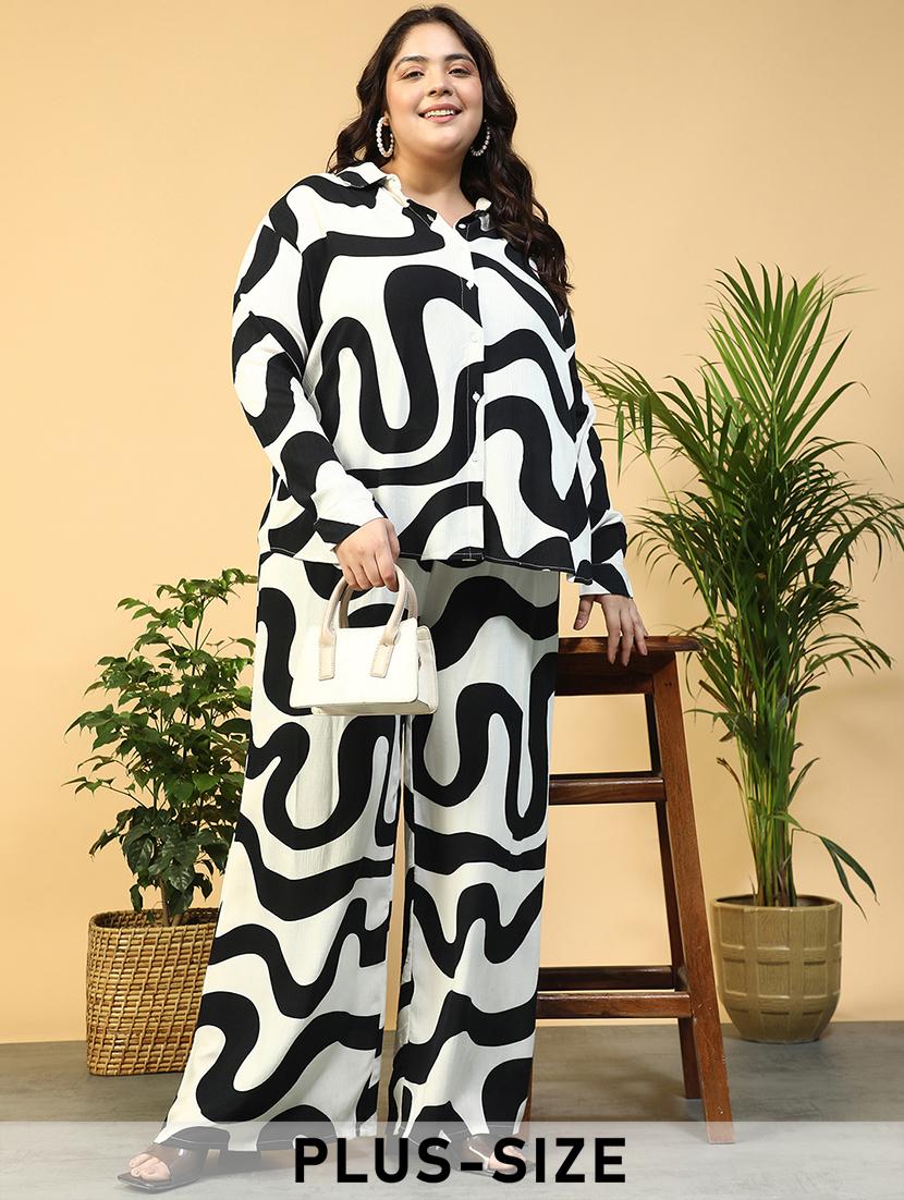 women plus size collared printed long sleeve shirt - 21940242 -  Zoom Image - 0