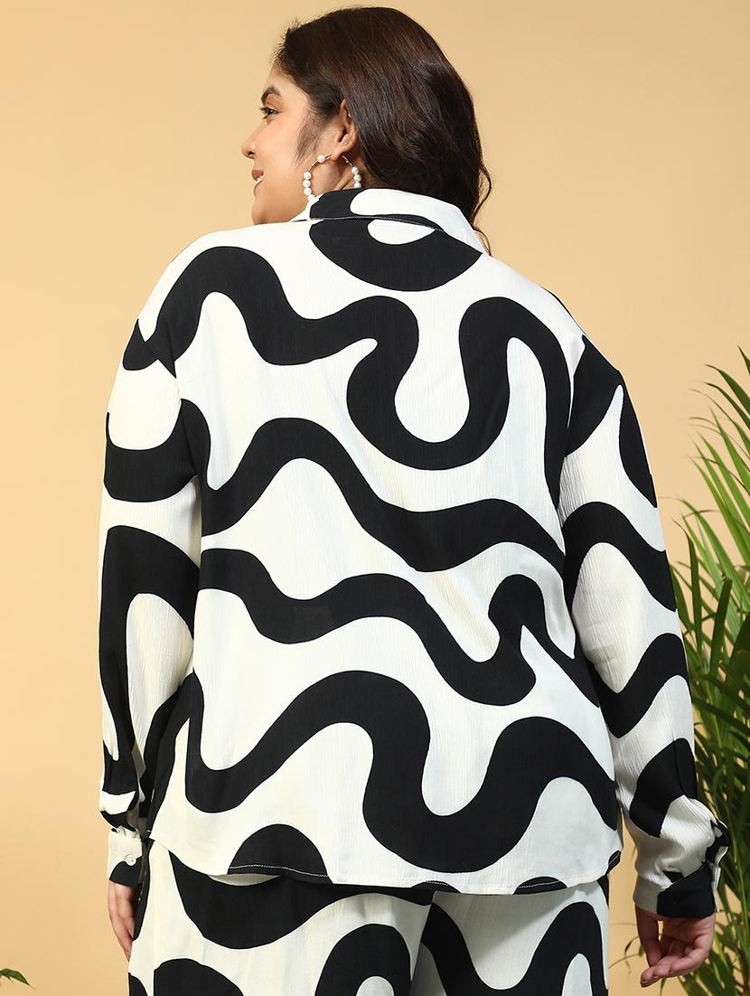 women plus size collared printed long sleeve shirt - 21940242 - Standard Image - 4