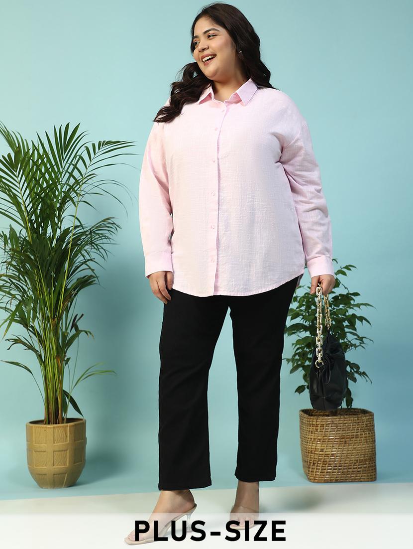 women plus size collared checkered long sleeve shirt - 21940247 - Zoom Image - 0