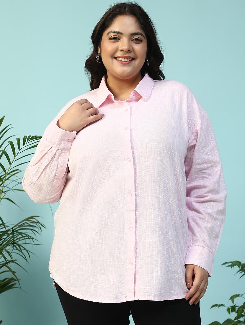 women plus size collared checkered long sleeve shirt - 21940247 - Standard Image - 1