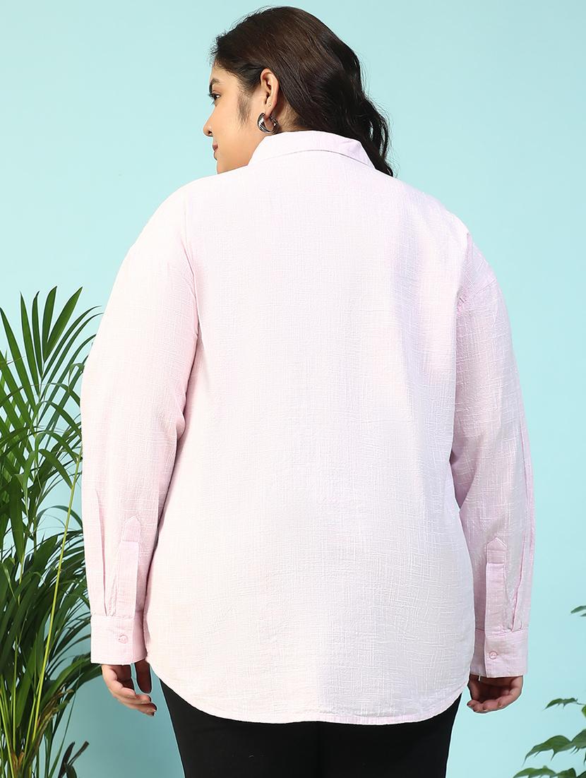 women plus size collared checkered long sleeve shirt - 21940247 - Standard Image - 4