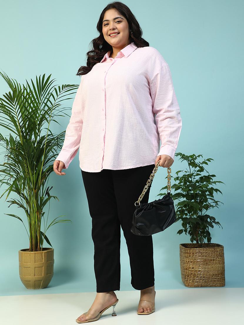 women plus size collared checkered long sleeve shirt - 21940247 - Standard Image - 6