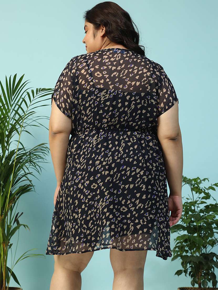 women plus size animal print long sleeve shirt dress - 21940258 -  Standard Image - 4