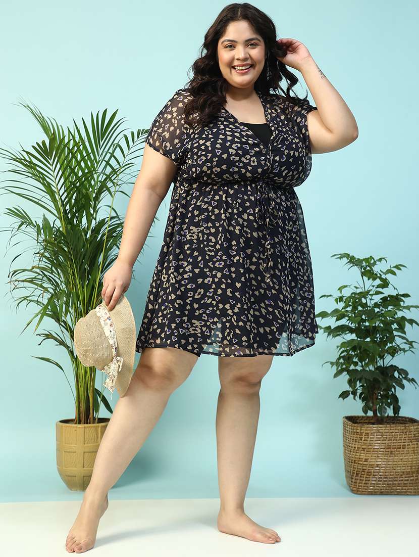 women plus size animal print long sleeve shirt dress - 21940258 -  Standard Image - 6