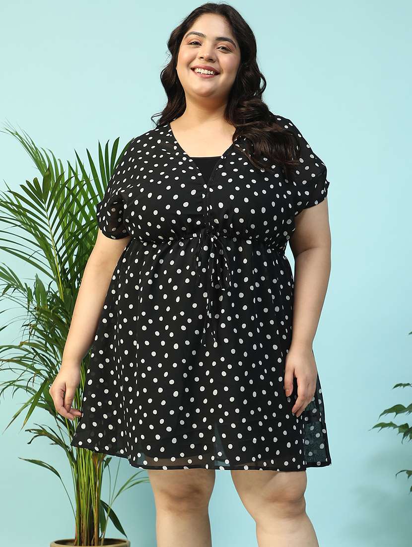 women plus size polka doted a-line dress - 21940259 -  Standard Image - 1