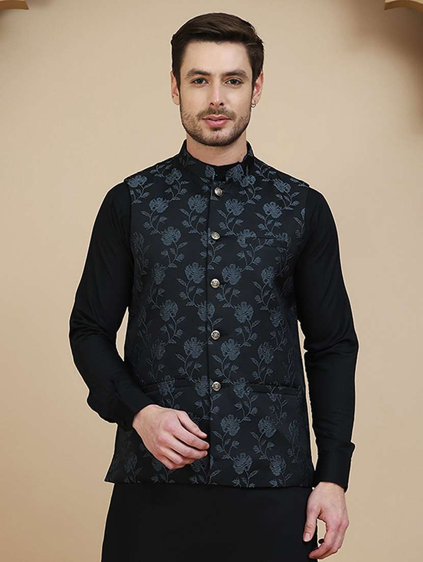 men mandarin neck regular fit nehru jacket - 21940270 -  Standard Image - 1