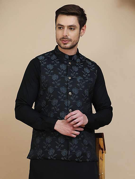 men mandarin neck regular fit nehru jacket - 21940270 -  Standard Image - 4