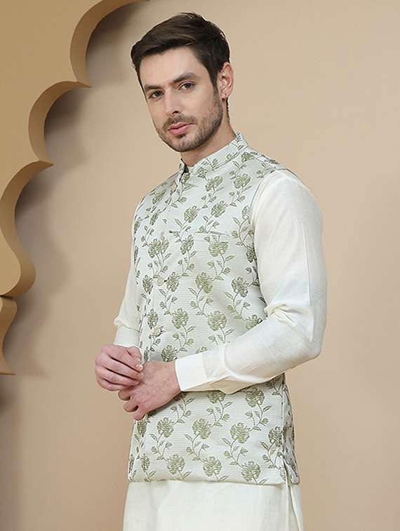 men mandarin neck regular fit nehru jacket - 21940272 -  Standard Image - 4