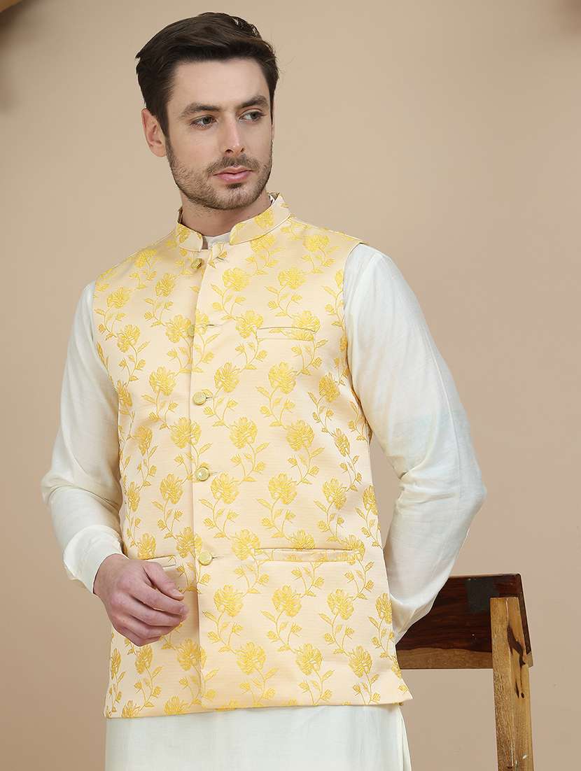 men mandarin neck regular fit nehru jacket - 21940273 -  Standard Image - 1
