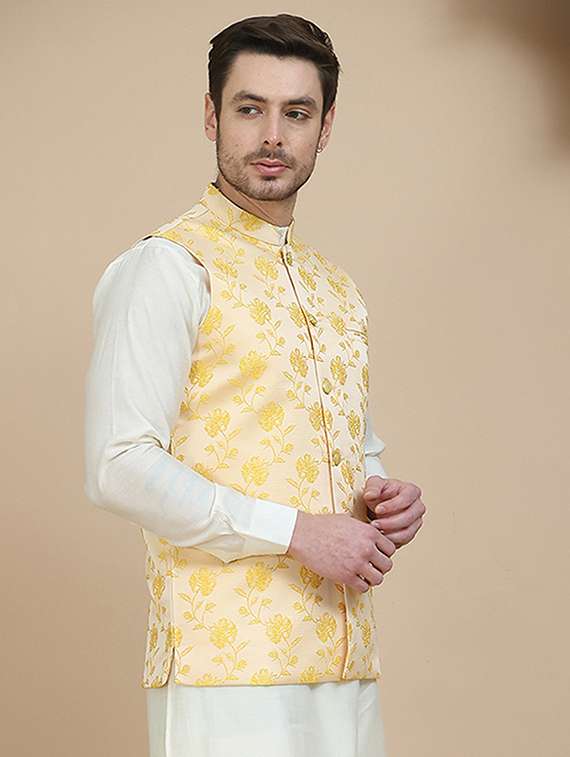 men mandarin neck regular fit nehru jacket - 21940273 -  Standard Image - 4