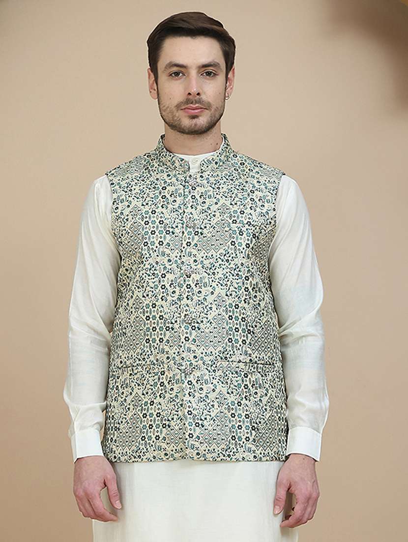 men mandarin neck regular fit nehru jacket - 21940274 -  Standard Image - 1