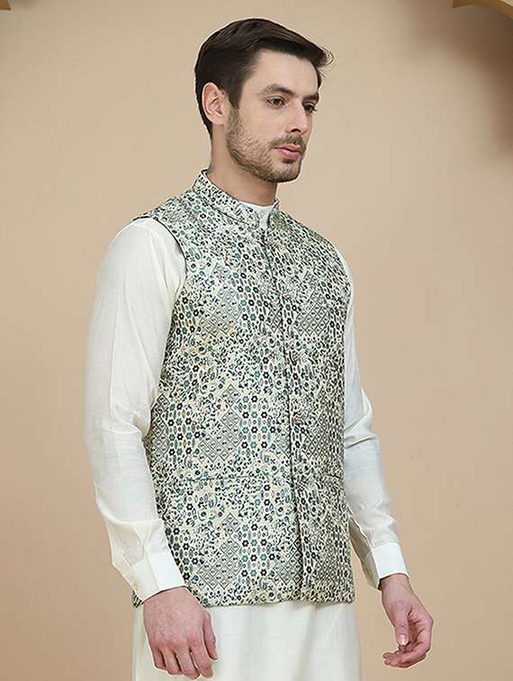 men mandarin neck regular fit nehru jacket - 21940274 -  Standard Image - 4