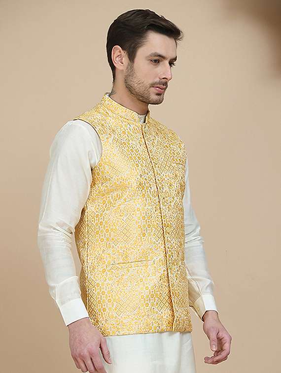 men mandarin neck regular fit nehru jacket - 21940277 -  Standard Image - 4