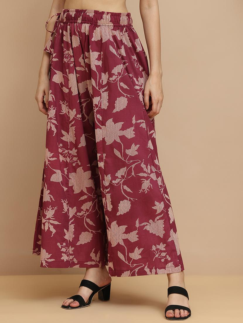 women printed mid rise flared palazzo - 21940413 -  Standard Image - 1