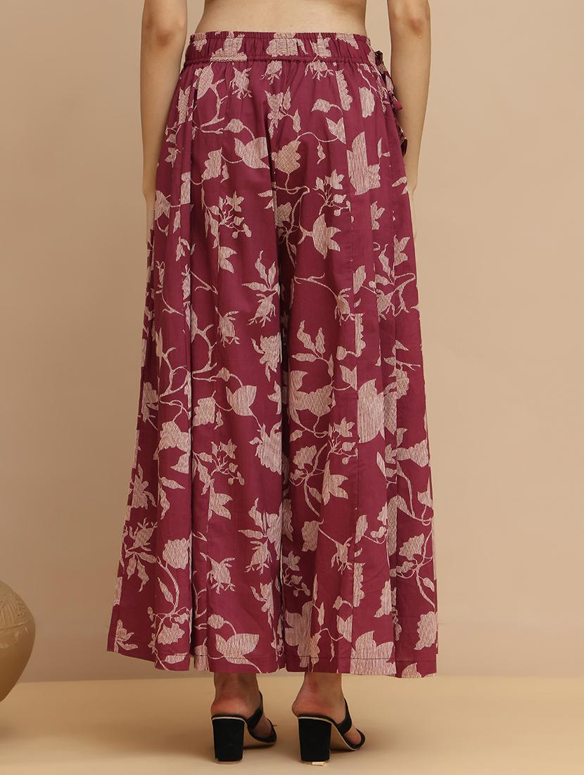 women printed mid rise flared palazzo - 21940413 - Standard Image - 4