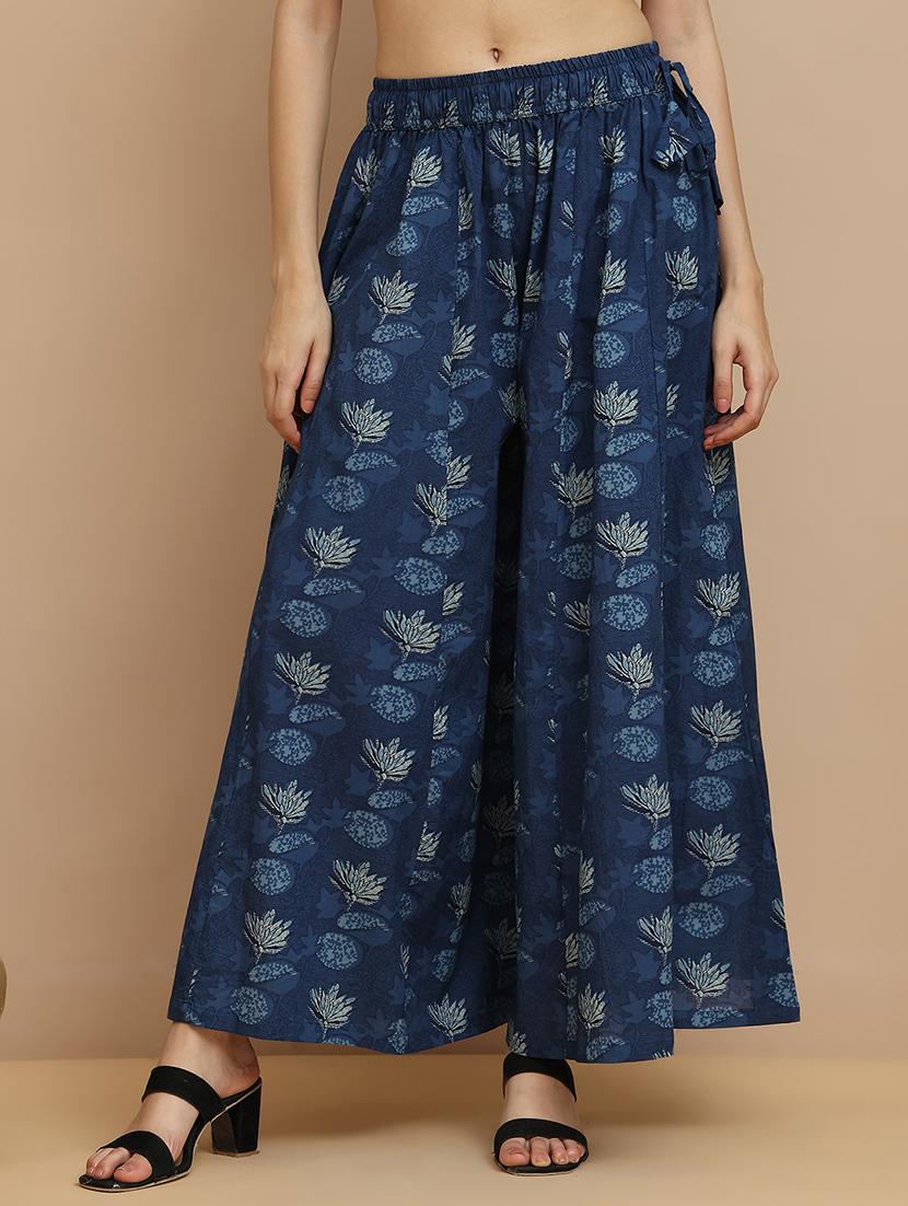 women printed mid rise flared palazzo - 21940414 -  Standard Image - 1