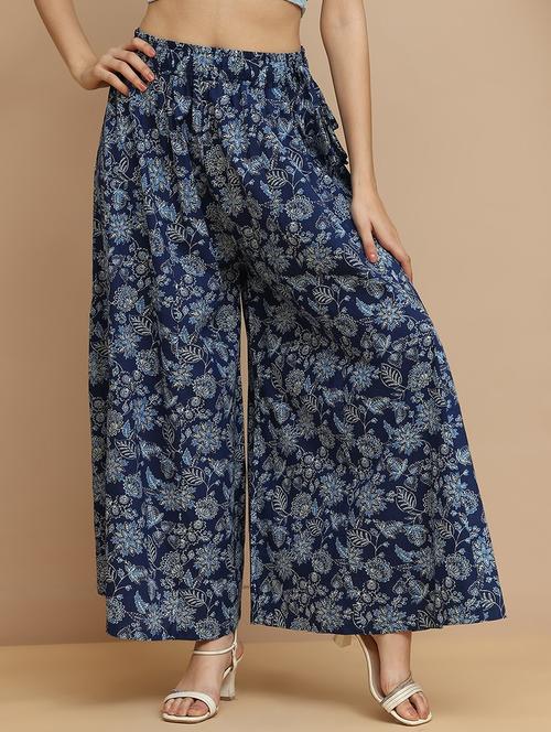 women printed mid rise flared palazzo - 21940416 - Standard Image - 0