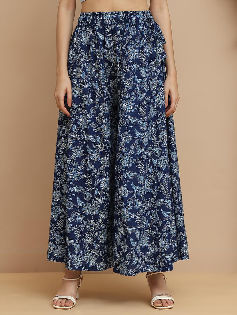 women printed mid rise flared palazzo - 21940416 - Standard Image - 1