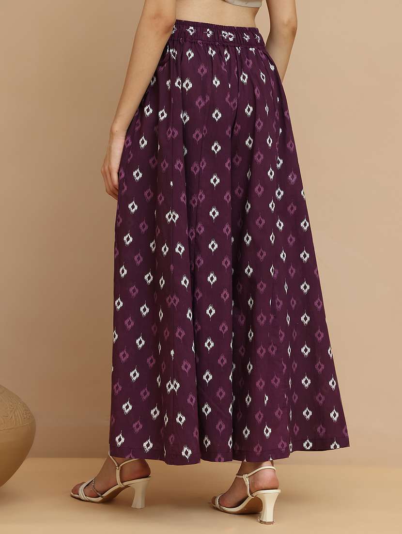 women printed mid rise flared palazzo - 21940418 - Standard Image - 4