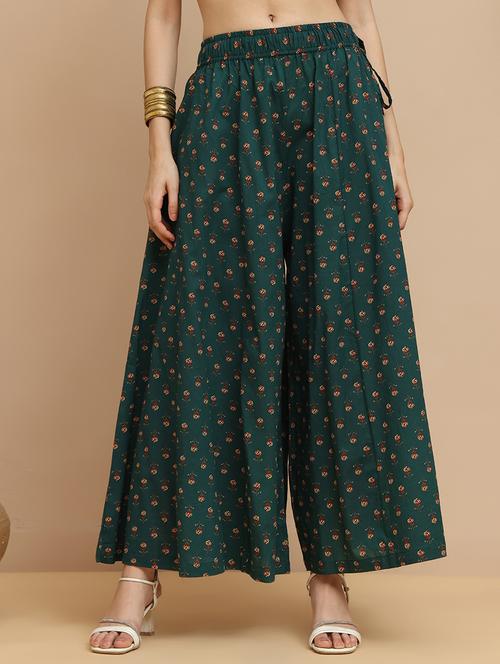 women printed mid rise flared palazzo - 21940419 - Standard Image - 0