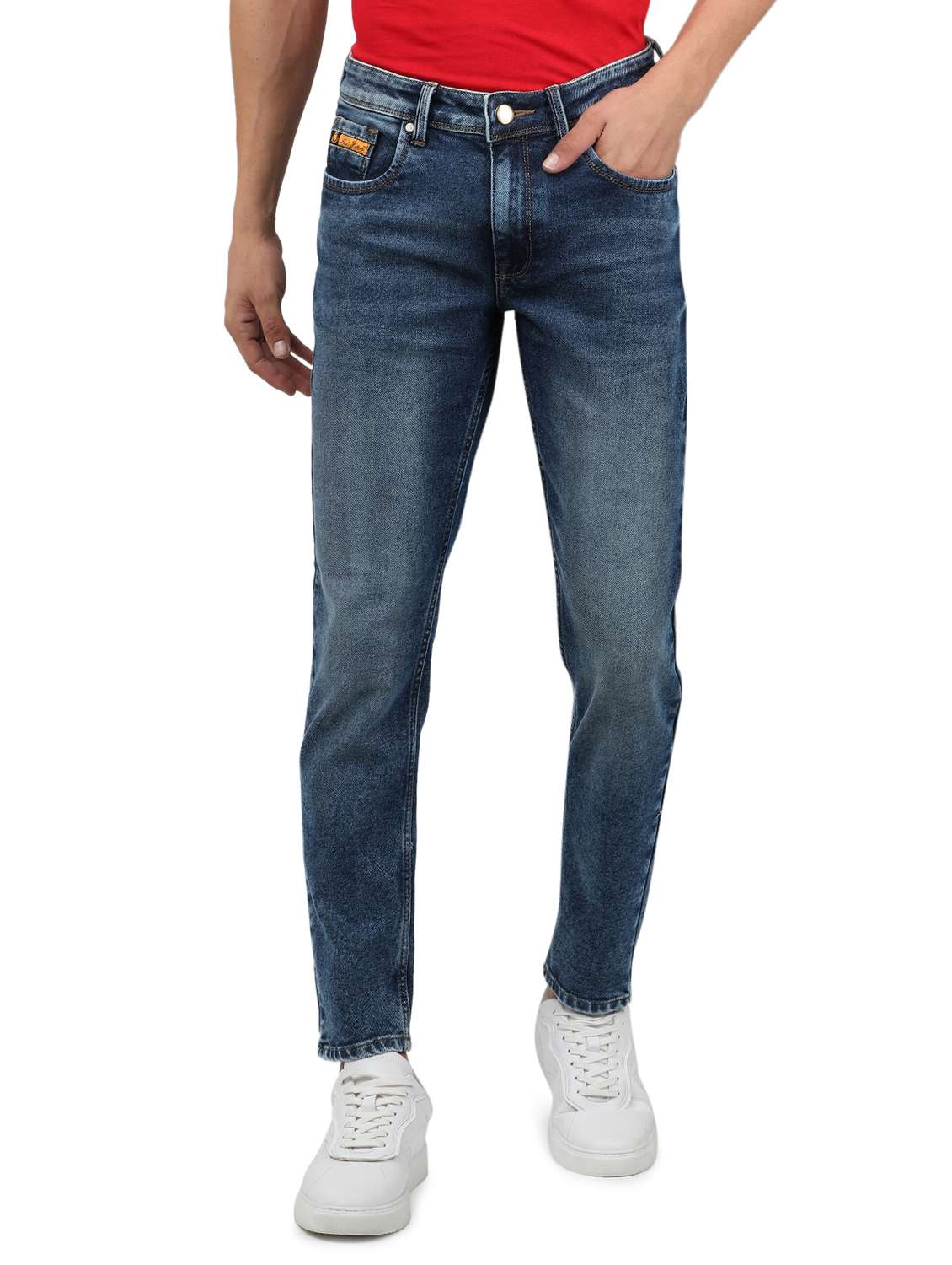 men mid rise full length denim jeans
