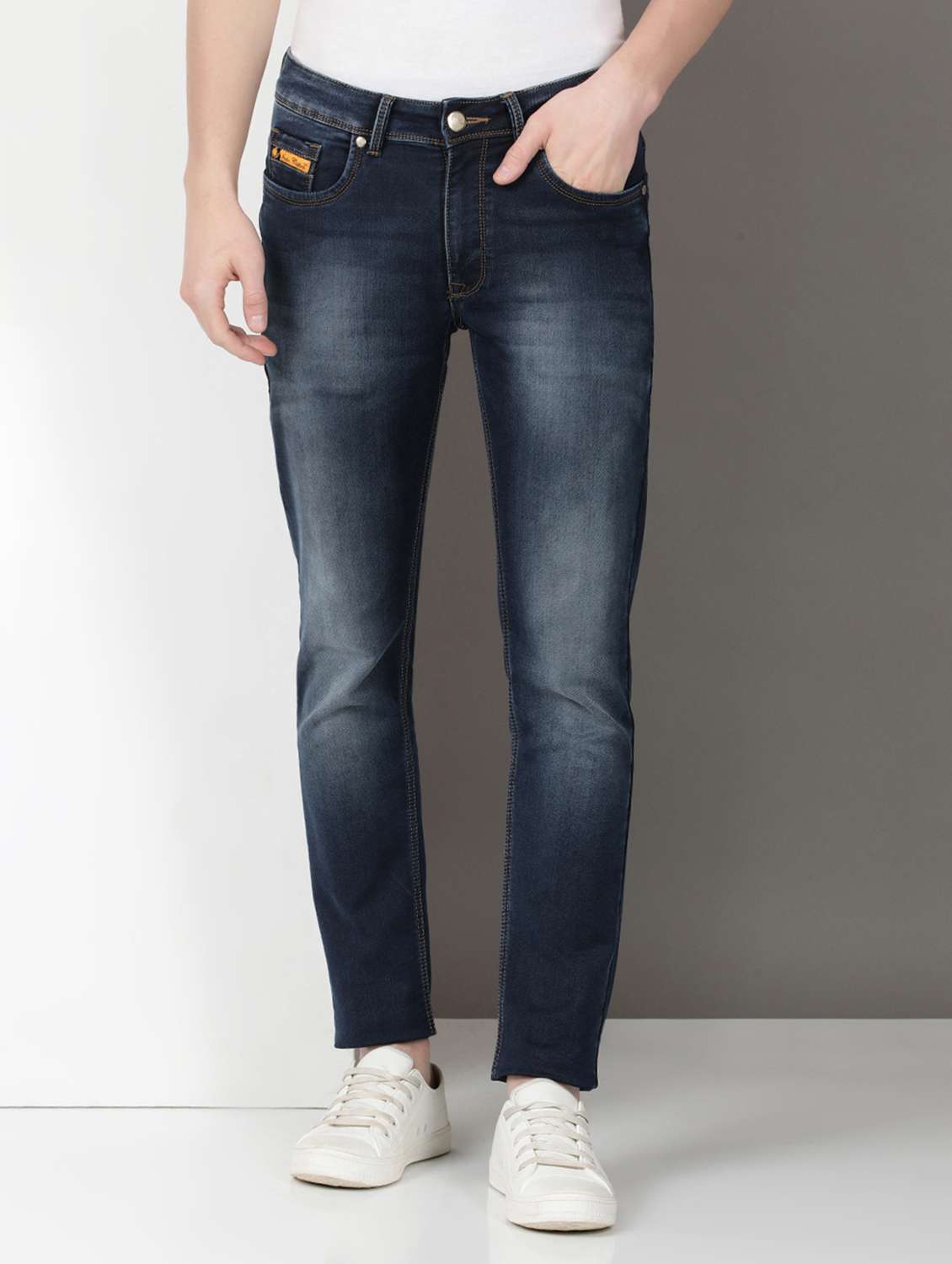 men mid rise full length denim jeans
