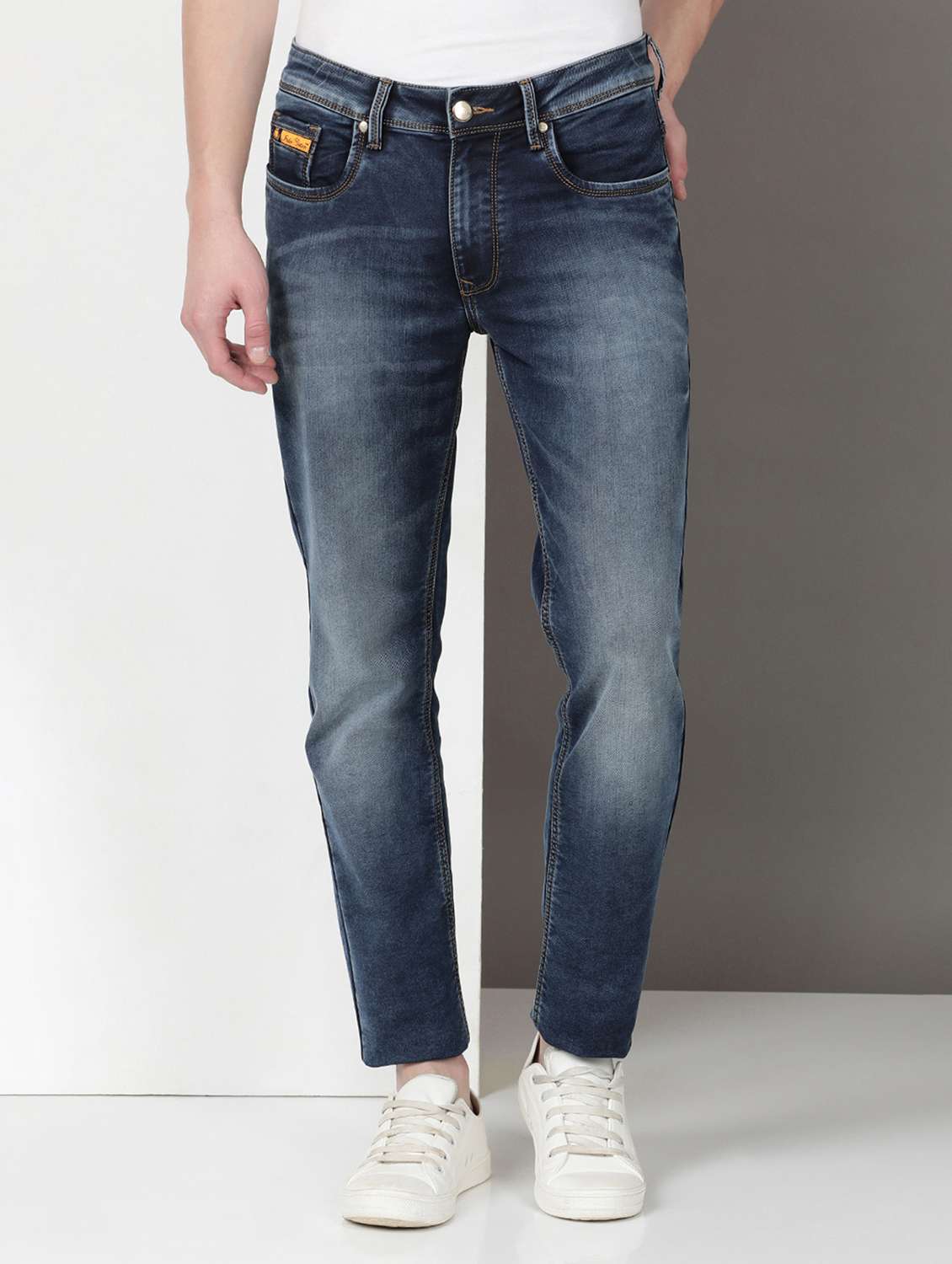 men mid rise full length denim jeans